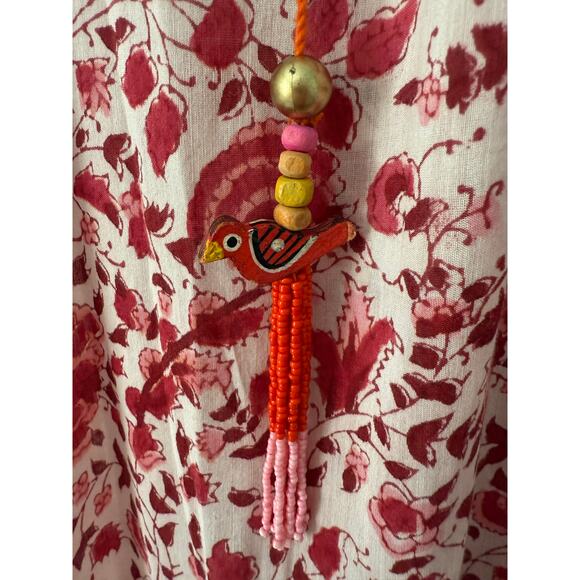 Bell by Alicia Bell Red Block Print Silk Cotton Maxi Dress Size Medium - Picture 5 of 7